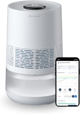 Blueair Premium Smart: Ультразвуковий зволожувач повітря для кімнат до 46 м² | 3.5 л, нічний режим, Auto-режим