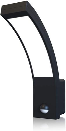 LongLife LED вулична лампа-щітка 15W, IP54, нейтральне світло, для саду, огорожі, доріжок (з датчиком, чорний)