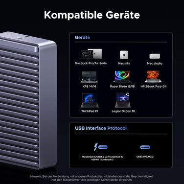 Зовнішній корпус для M.2 NVMe SSD UGREEN 80Gbps, сумісний з Thunderbolt 5/4 та USB4