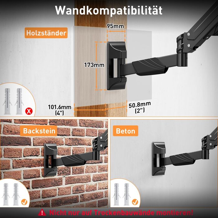 Кріплення для монітора ELIVED для Ultrawide до 43 дюймів, до 15 кг, VESA 75/100/200mm, регульована висота, газ-амортизатор, EV3421B