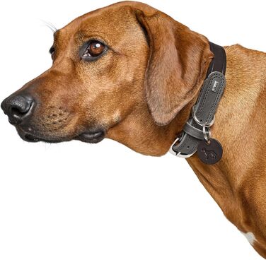 Нашийник для собак HUNTER LEMVIG, шкіряний, чорний/сірий, розмір 40, Made in Germany