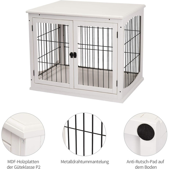 Клітка для собак PawHut - Будка з 2 входами, закривається на замок, для маленьких собак, 58,5 x 81 x 66 см