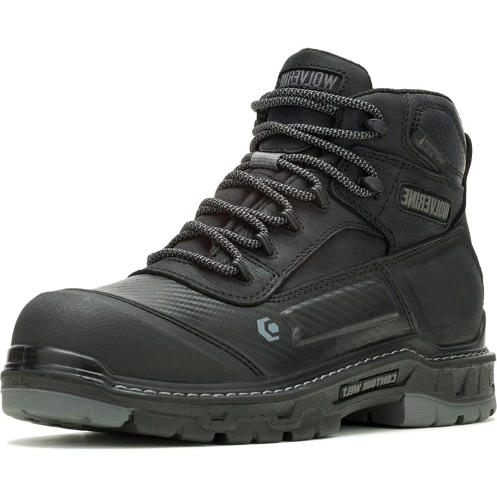 Черевики робочі чоловічі Wolverine Overpass 6' Mid Composite Toe Waterproof, чорно-сірий (41.5 EU, X-Weit)