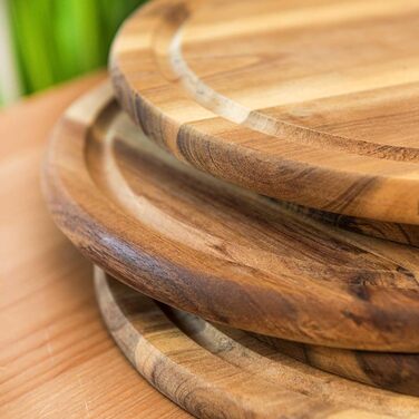 Fleischteller Akazie 4 x Wooden Plates Snack Plates Bread Plates Cutting Boards Ø 30 cm