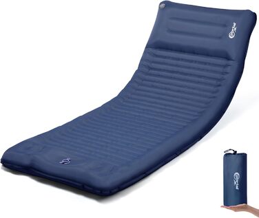 PORTAL Self-Inflating Camping Mat 10cm Thick Air Mattress Utraleicht with Foot Press Pump 18cm Thick Pillow Inflatable Mattress Outdoor Foldable Sleeping Mat 200*74cm for Camping Hiking Travel (Dark Blue)