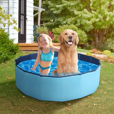 Dog Pool 120 cm Swimming Pool for Small Dogs, Foldable Pet Splash Pool, Dog Bathtub Pool for Dog Cat, Eco-Friendly PVC Swimming Pool