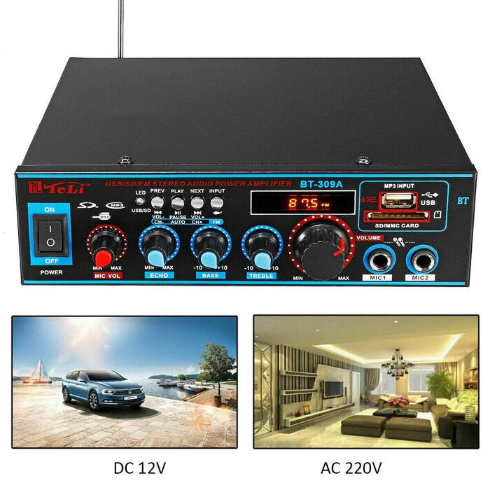 Bluetooth підсилювач 800W для авто і дому HiFi стерео аудіо з MP3/SD/AUX, пульт