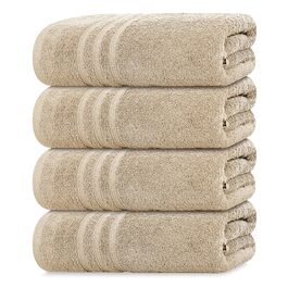 Набір банних рушників Tens Towels з 100% бавовни, 4 шт, 68.6 x 137.2 см, швидкосохнучі та легкі рушники для ванної кімнати, бежеві