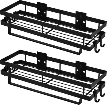 Настінна полиця для спецій та кухонного приладдя, чорна (35 см, 2 шт.)