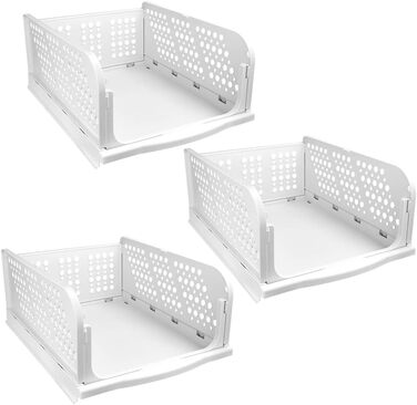 THATSRAD 3-Tier Drawer Box Closet Drawer Boxes Stackable Shelf for Closet Interior Foldable Storage Boxes Drawer White Stackable Drawers for Clothes Bedroom Kitchen Bathroom