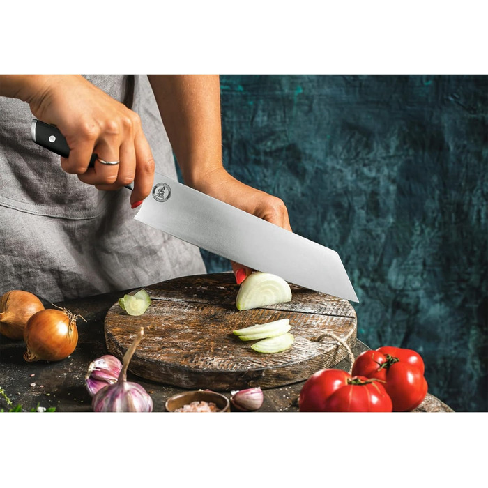 Кухонний ніж-топірець Kitory Hackmesser 18 см, з високоякісної нержавіючої сталі, з ручкою Pakkawood (Mtd08de)