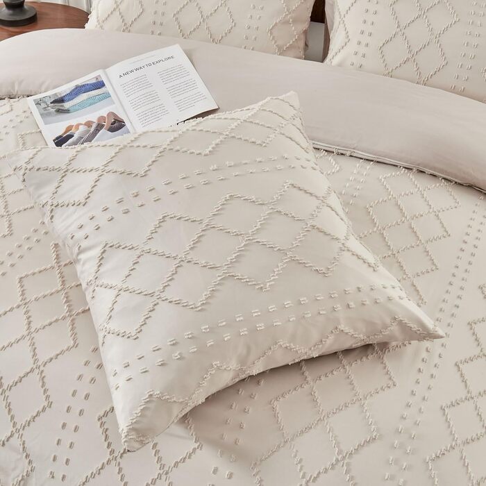 Богемний комплект постільної білизни Boho Beige 135x200: м'яка мікрофібра, геометричний дизайн, комплект 2 шт.