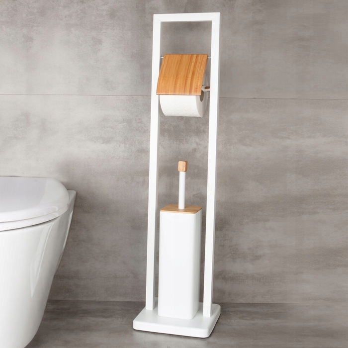 Набір для туалету Yoka Home (металевий, білий) з тримачем для паперу та йоржиком