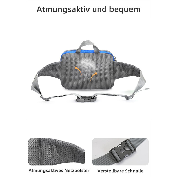 Спортивна поясна сумка-бананка з тримачем для пляшки, для собак, велоспорт, піші прогулянки, біг, поясна сумка для чоловіків та жінок, велика, блакитна