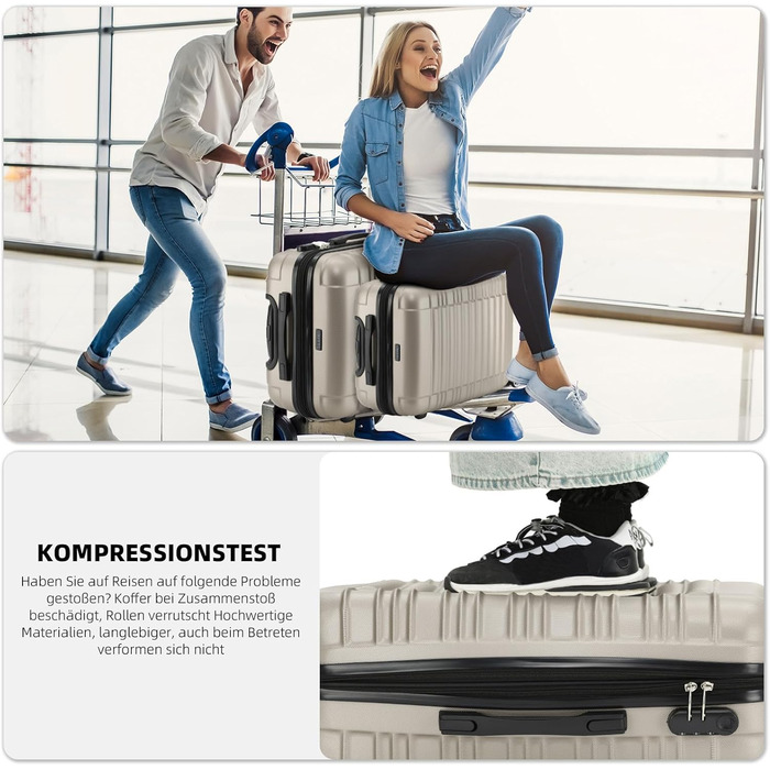 Набір валіз Beibye Hartschalen: велика, середня, маленька (кофе, шампань)