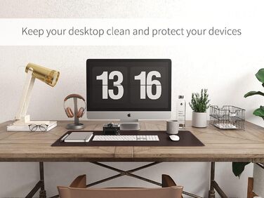 RENMTURE Килимок для миші з натуральної пробки та PU-шкіри, 80 x 40 см, захист столу, антиковзаюча поверхня, водонепроникний, для офісу та дому (Темний Кофе)