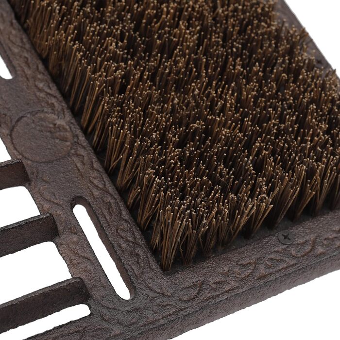 Relaxdays Shoe Scraper, made of cast iron, large brush, boot butler, antique design, outdoor area, shoe cleaner, brown, 12 x 33.5 x 22.5 cm