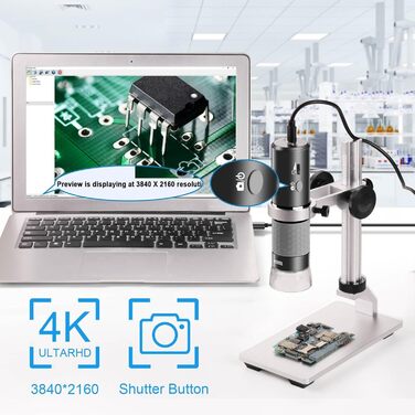 4K WiFi мікроскоп Ninyoon з професійним штативом та чохлом для iPhone, Android, PC, iPad, Android Tablet, Windows, Mac, Chrome, Linux (сірий)