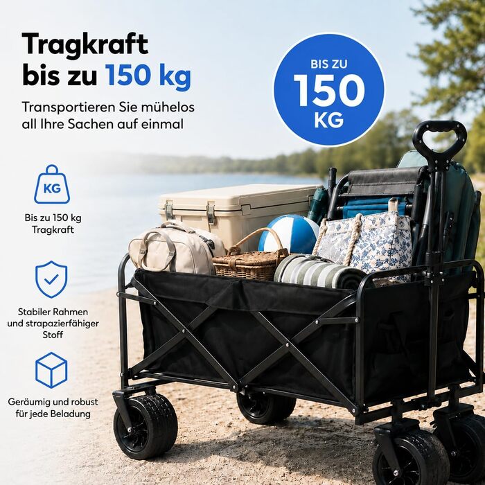 Візок-садок Silvergear XL складаний 150 кг, 100л, чорний | Універсальний візок для дітей та вантажів