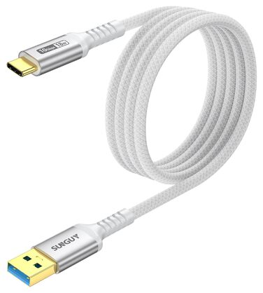 Кабель USB-C від SUNGUY, нейлонова обплітання, 1.5м, білий - для iPhone, Galaxy, Android Auto