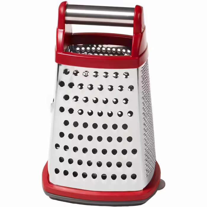 Тертка KitchenAid KN300OSERA Gourmet 4-стороння, з нержавіючої сталі, з контейнером на 3 чашки, мірними позначками, для дрібного, середнього та крупного натирання, підходить для посудомийної машини, Empire