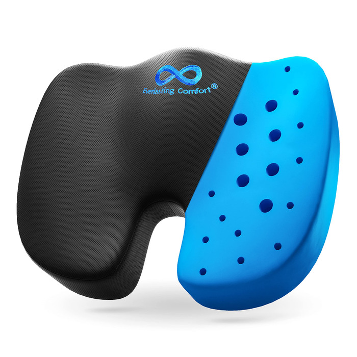 Подушка для сидіння Everlasting Comfort Ergonomic: Memory Foam для офісу, авто та дому. Ергономічна подушка на офісний стілець та автокрісло, знімний чохол, нековзна основа (з чорним гелем).