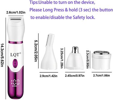 Електричний жіночий триммер 4-в-1 з LED-дисплеєм: для обличчя, брів, бікіні. Розроблено спеціально для жінок. Білий колір.