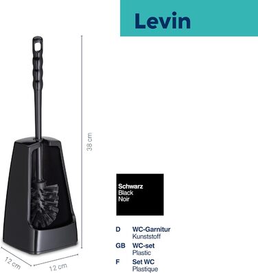 Набір для чищення унітазу Levin (Чорний), 38 см, з контейнером