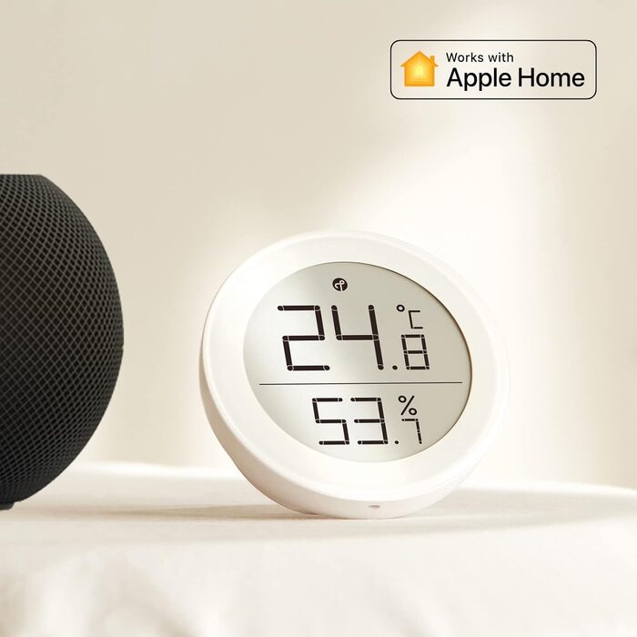 Qingping Thermometer Hygrometer Sensor works with HomeKit (iOS only) via Thread or Bluetooth, wireless indoor temperature and humidity monitor with E-Ink display