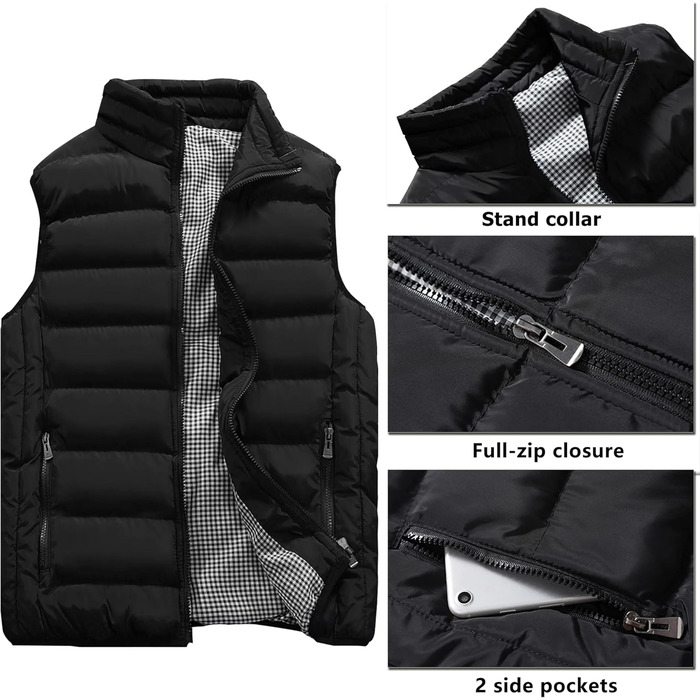 Чоловіча утеплена жилетка Vcansion для активного відпочинку, чорна