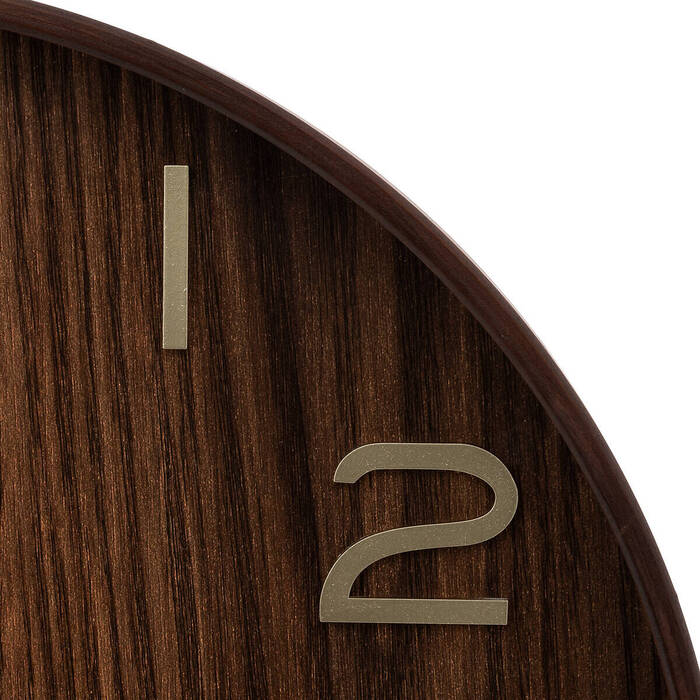 Великий круглий настінний годинник, коричневий, із золотистими стрілками, Ø 55 см
