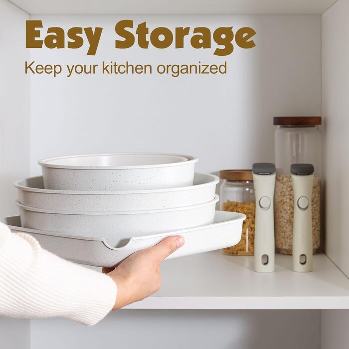 Набір посуду SENSARTE з керамічним покриттям, 17 предметів. Антипригарне покриття, сумісний з усіма типами плит, безпечний (без PFAS, PTFE, PFOA, PFOS), можна мити в посудомийній машині та використовувати в духовці.