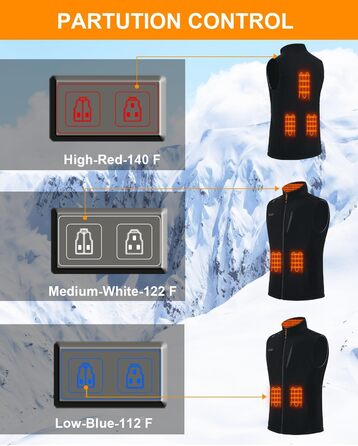 Тепла флісова жилетка Telguua з підігрівом для чоловіків з Powerbank 5V 10000mAh, 6 зон нагріву, 3 рівні температури, керування 2 зонами, для кемпінгу, піших прогулянок, сноубордингу, чорна