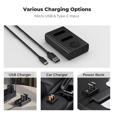 Запасний акумулятор K&F CONCEPT NB-13L (2 шт.) з LCD-зарядним пристроєм для Canon EOS G7X3/G7X2/G9X/G5X/SX720HS