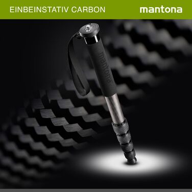 Штатив Mantona Pro One одноногий, карбоновий, чорний - регулювання висоти 39-144 см, з аксесуарами