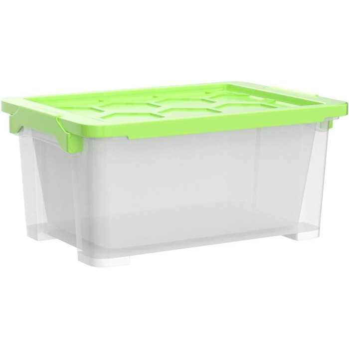 Rotho Evo Safe Keeping Storage Boxes with Lid, Plastic, Turquoise/Transparent (15l, 3-Piece Set)