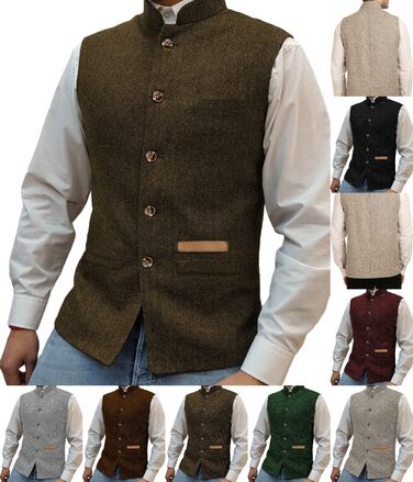 Жилет чоловічий Jagd Stand-Up Kragen з твіду, ретро візерунок 