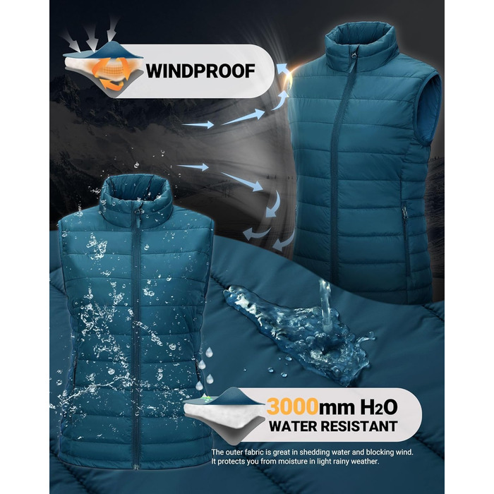 Жіноча степна жилетка Outdoor Ventures для туризму та кемпінгу, тепла, з капюшоном, керамічно-блакитна, розмір L