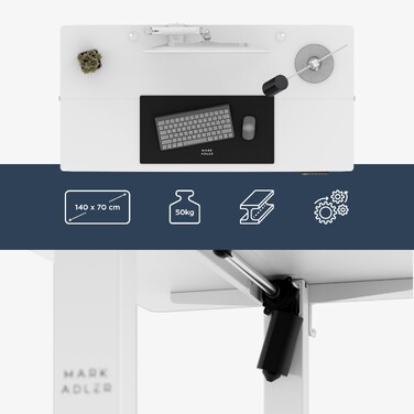 Електричний стіл для роботи стоячи Mark Adler Leader 7.3 White, 140 см