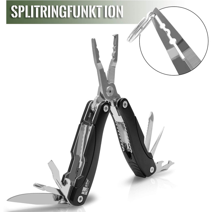 Інструмент для риболовлі Zite Fishing 12-в-1: плоскогубці, виймач гачків, ніж, інструмент для риболовлі з чохлом