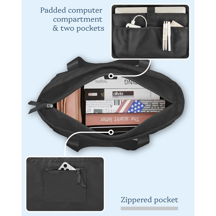 Women's Laptop Bag, Waterproof Shoulder Bag with 16-inch Computer Compartment for Work, School, Travel, Violet