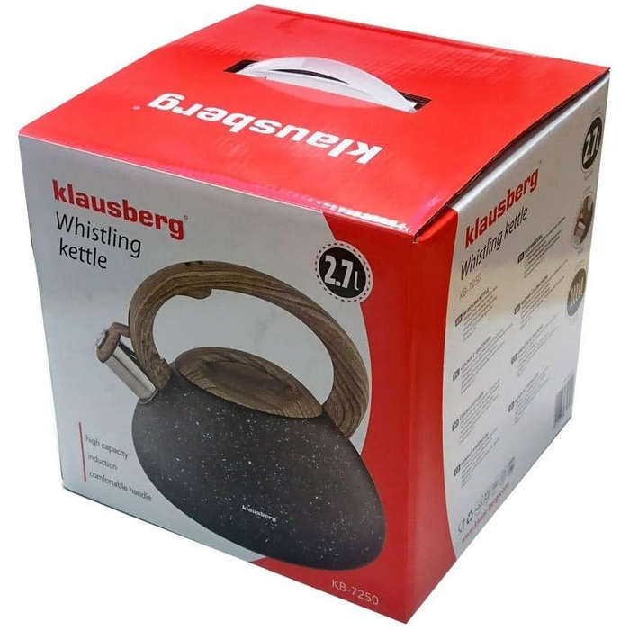 Чайник Klausberg з нержавіючої сталі з фляговим корпусом, 2.7 л (сірий)