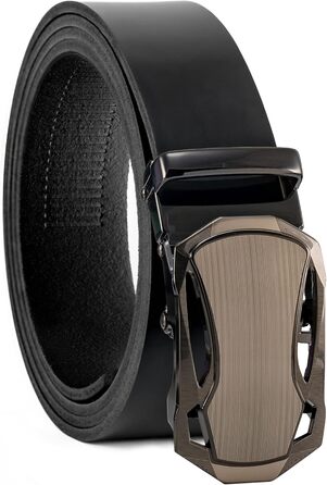 Чоловічий шкіряний ремінь Volmer ATG з автоматичною застібкою на пряжці | Ширина 35 мм, розмір пояса 125 см, регульований | Чорний колір