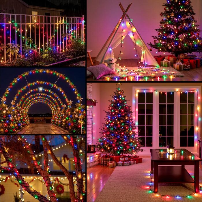 LED гірлянда для прикраси ялинки та декору на балкон/сад: 5м, 150 LED, тепле біле світло, 8 режимів, таймер, пульт, для внутрішнього та зовнішнього використання