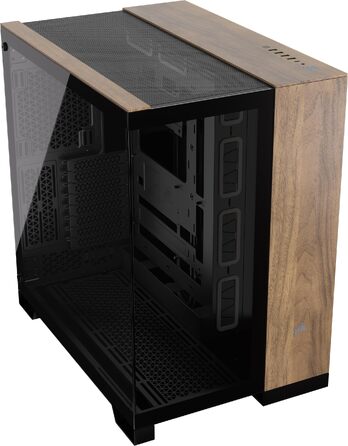 Корпус для ПК CORSAIR 6500X Airflow Mid-Tower ATX, двокамерний дизайн, підтримка Reverse Connection материнських плат, загартоване скло, чорний/горіх
