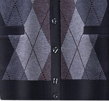 Кардиган чоловічий в аррані, з ґудзиками, в'язаний, з кишенями, темно-синій (M)