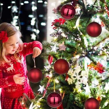 40 шт. прикрас для ялинки: новорічні кулі, 4 см та 10 см (винний колір)