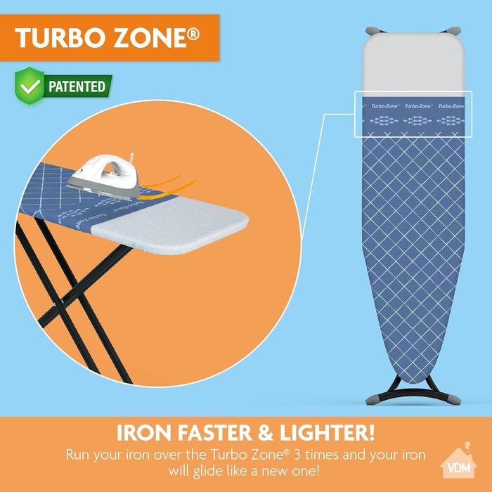 Глянець для прасувального столу Comfort, розмір XL, універсальний, 52x138 см, 100% бавовна з шаром молтона, блакитний