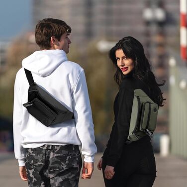 Чоловіча та жіноча бананка, водонепроникна, поясна сумка, стильна бананка з 4 відділеннями на блискавці, для подорожей, піших прогулянок, активного відпочинку (хакі)