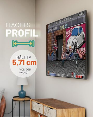 Настінний кронштейн для телевізора ECHOGEAR до 85 дюймів, ультратонкий (відступ 5.7 см), з шаблоном для швидкого встановлення та регулюванням рівня